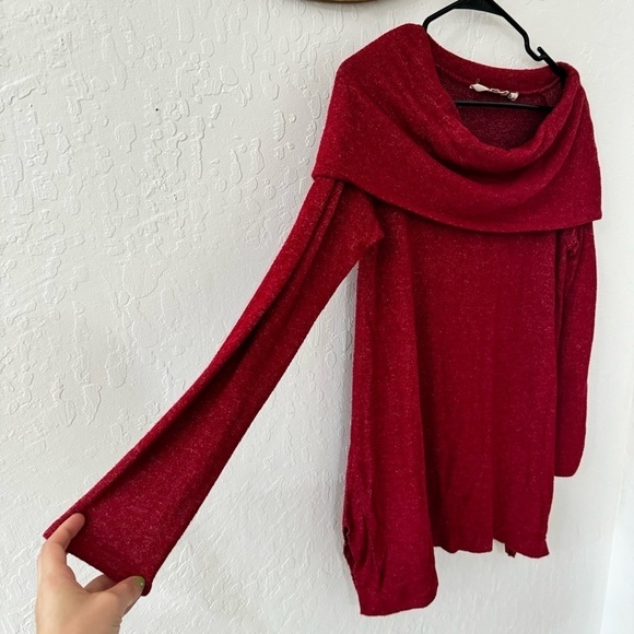 Soft Surroundings Heathered Red Long Sleeve Cecillia Tunic Petite Small - Picture 3 of 11